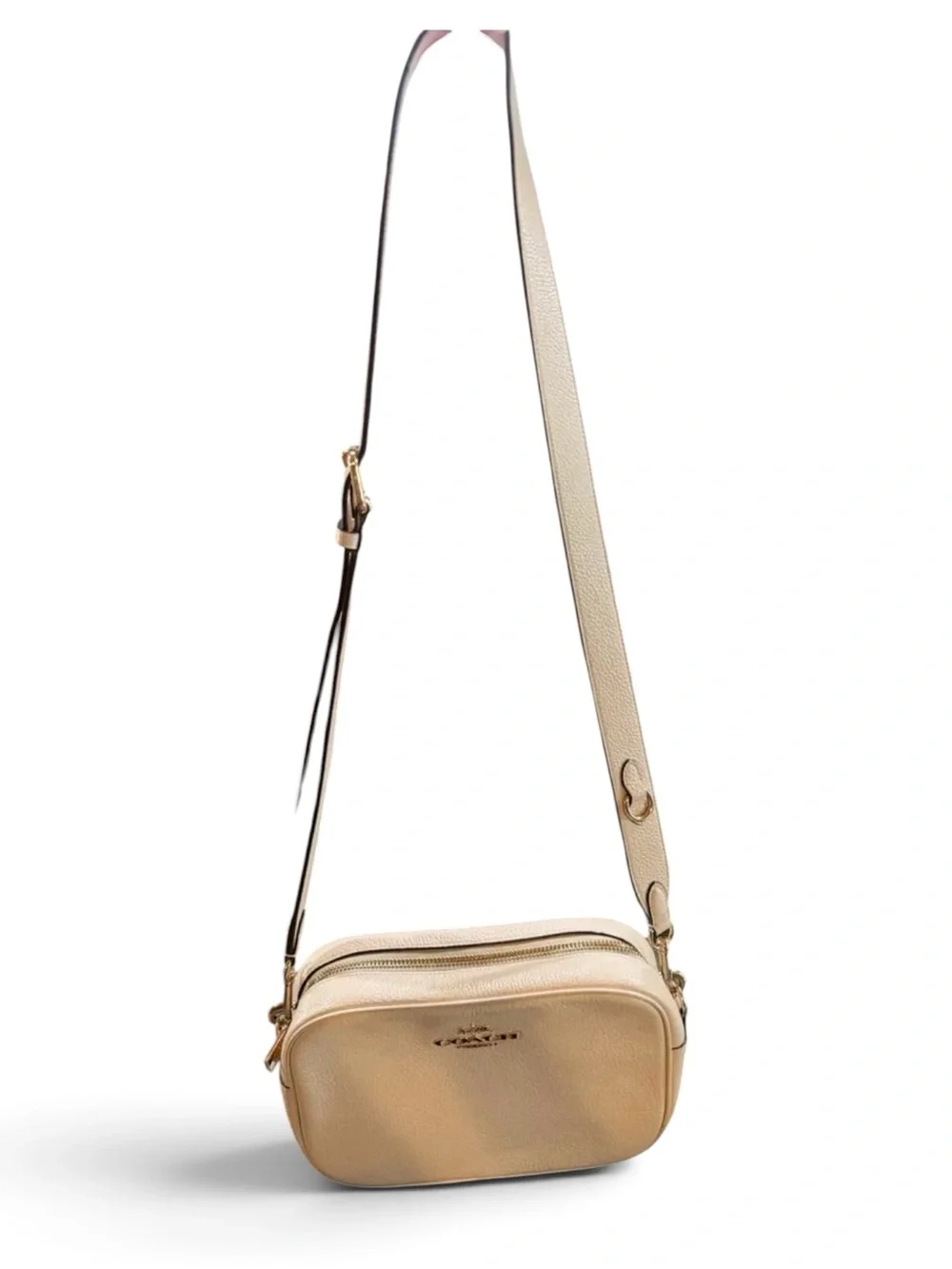 Coach Leather Crossbody In Cream with Gold Hardware